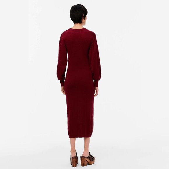 NWT Zara plum burgundy long sleeve cotton dress with side cutouts, L - Picture 5 of 10